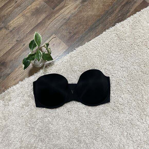Victoria's Secret 36DD Black Strapless Underwire Padded Bra - Picture 1 of 7